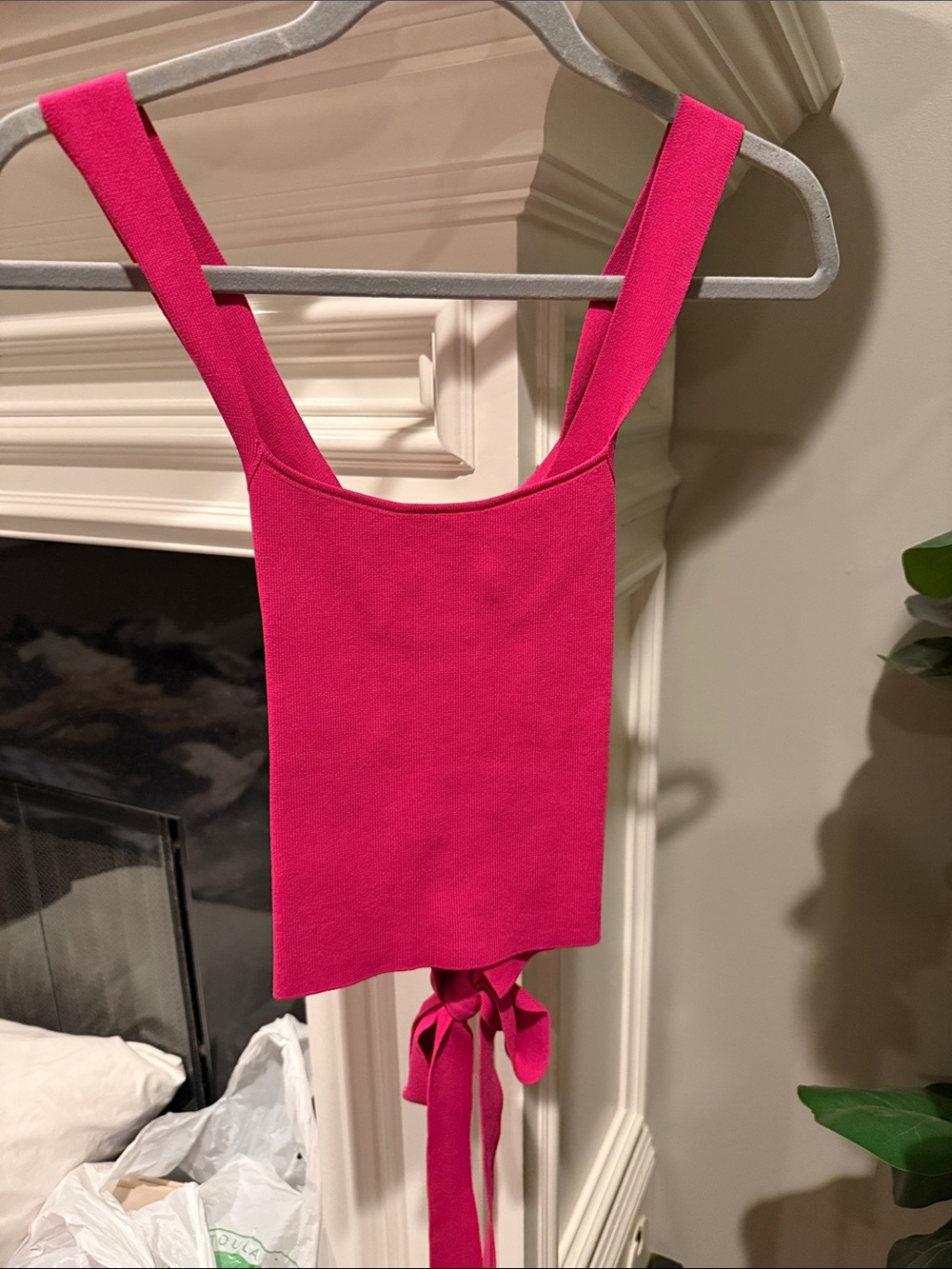 NBD Hot Pink Tie-Back Square Neck Camisole